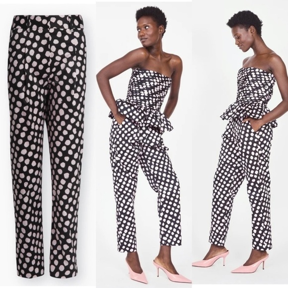 Tanya Taylor Tanya Pant Black Pink Polka Dot-6 - Picture 1 of 14
